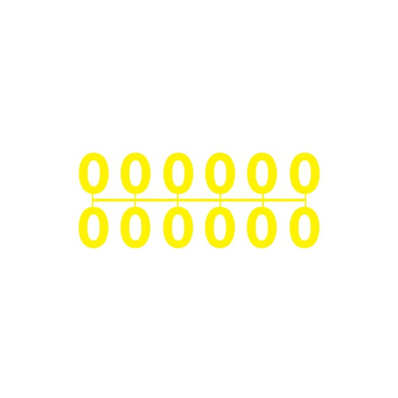 Pochette de 1 barrette de 12 chiffres à picots "0" jaune