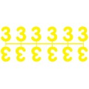 Pochette de 1 barrette de 12 chiffres à picots "3" jaune