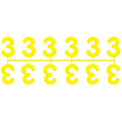 Pochette de 1 barrette de 12 chiffres à picots "3" jaune