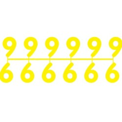 Pochette de 1 barrette de 12 chiffres à picots "9" jaune
