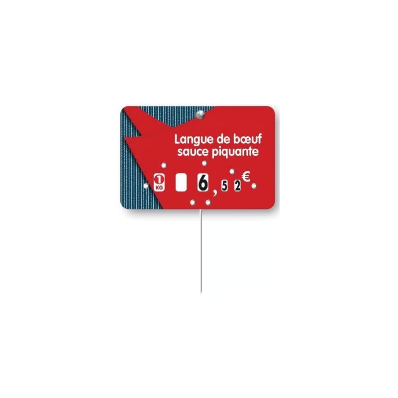 ETIQUETTE 105x70 mm Fredo à texte, roulettes, pique inox (lot de 10)