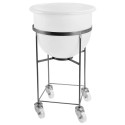 BAC 1/2 CYLINDRIQUE 73 L + support inox sur roues
