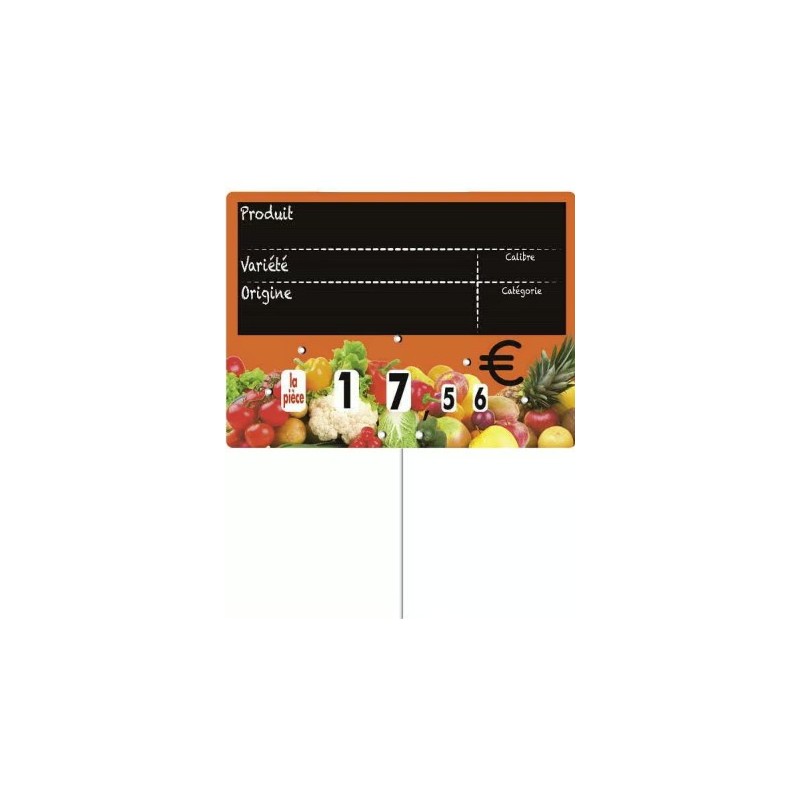 ETIQUETTE VITAMINE ORANGE VOC 200x150 mm - à roulettes, pique inox (l
