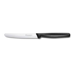COUTEAU A TOMATES/STEAK -110 - NOIR - bout rond - denté (bte 20) vict