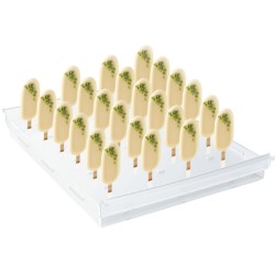 SUPPORT BÂTONNETS A GLACES AVEC ENCOCHES - 24 PIECES - 235X360XHT48 M