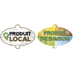 OVALE "produit local / produit de saison" - 11x8 cm (lot de 10)