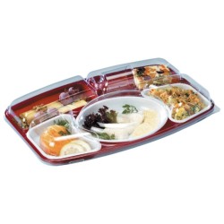 KIT PLATEAU REPAS LUXE 5 COMPARTIMENTS + COUVERCLE - 420x270xht65 mm