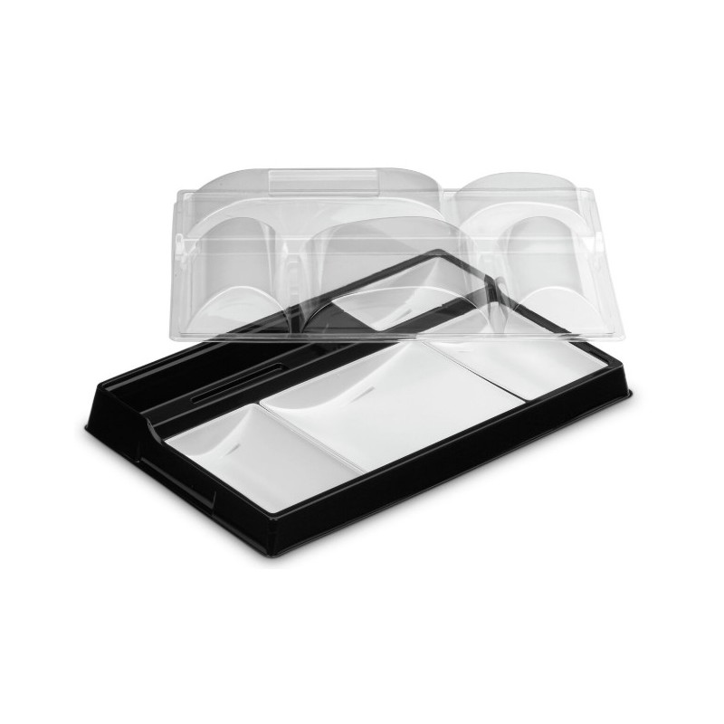 KIT PLATEAU REPAS 5 COMPARTIMENTS + COUVERCLE (Lot de 20)