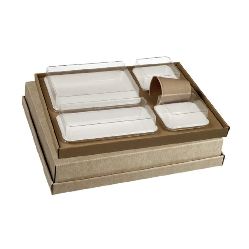 KIT PLATEAU REPAS ECOKRAFT 4 COMPARTIMENTS + VAISSELLE