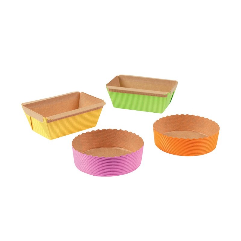 MOULE DE CUISSON CARTON MINI CAKE - 4 COULEURS - 124x70xht47 mm (x48)
