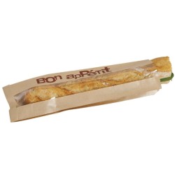 SAC A SANDWICH KRAFT BRUN A FENETRE - 340X100 MM - Soufflet 40 (x1000