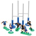 DECOR PÂTISSERIE PLASTIQUE - 6 JOUEURS DE RUGBY 60 MM + POTEAUX 150 M