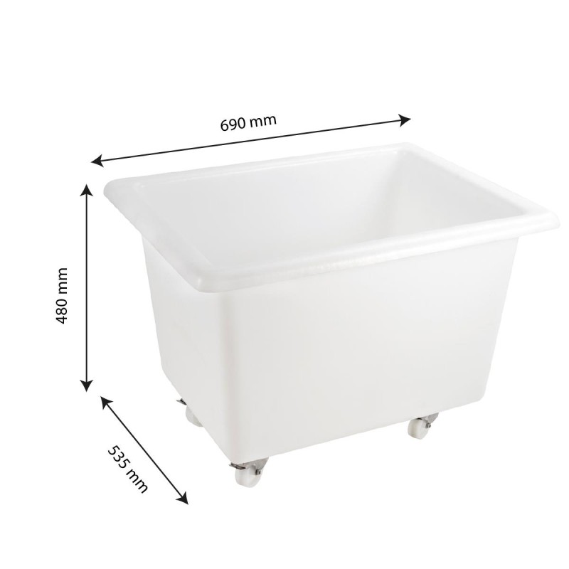 BAC PLASTIQUE ROULANT ROUES INOX