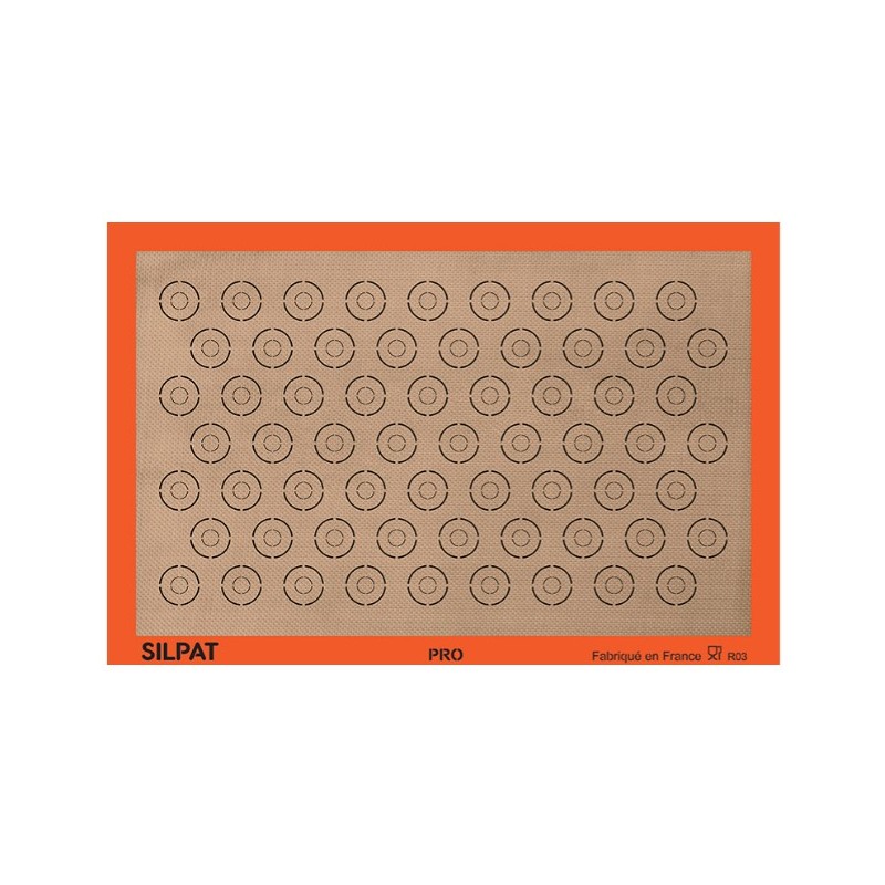 TOILE DE CUISSON SILPAT MACARONS - 63 empreintes Ø 35 mm