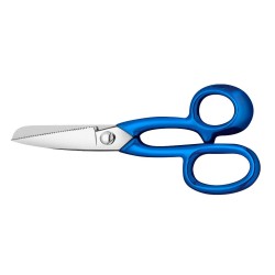 CISEAUX POISSON LAME INOX CRANTEE - POIGNEE PLASTIQUE BLEU - 220