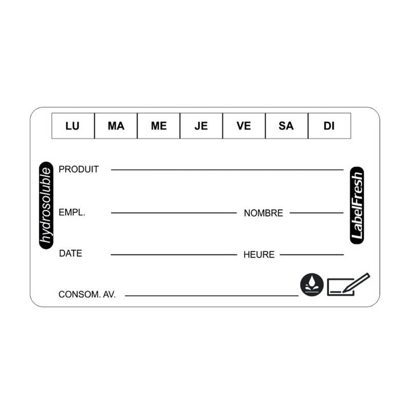 ETIQUETTES SOLUBLE BIODEGRADABLE 70X40 MM - rouleau de 250