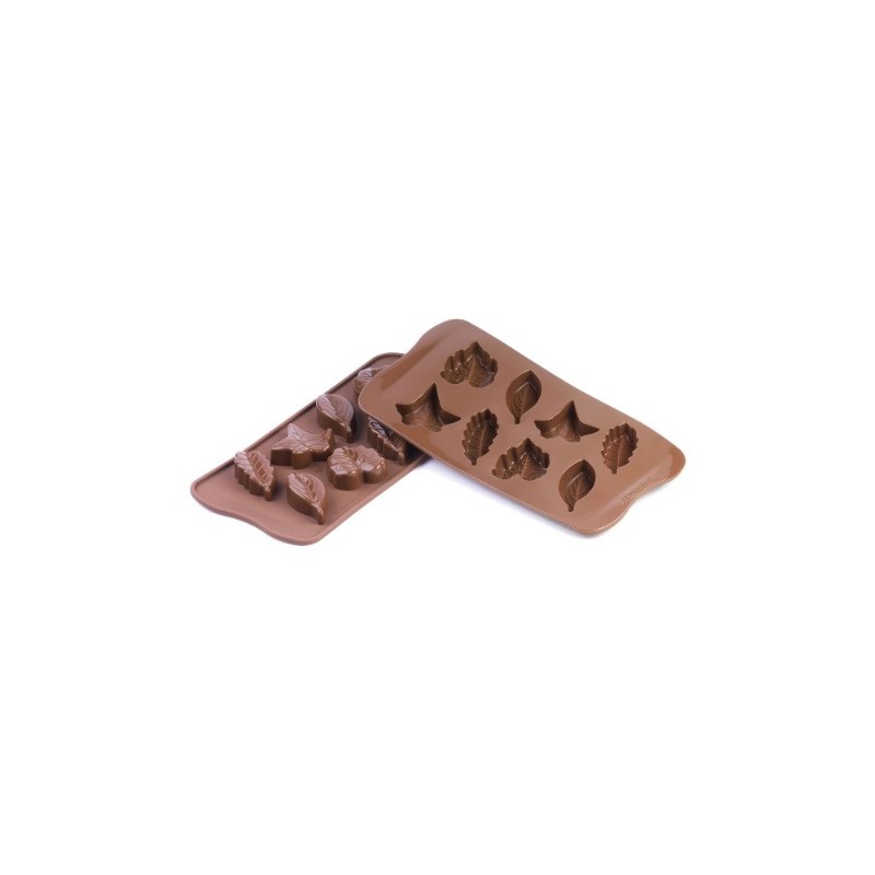 PLAQUE SILICONE CHOCOLAT - 8 feuilles assorties 51x23xht14.5 mm - 10m
