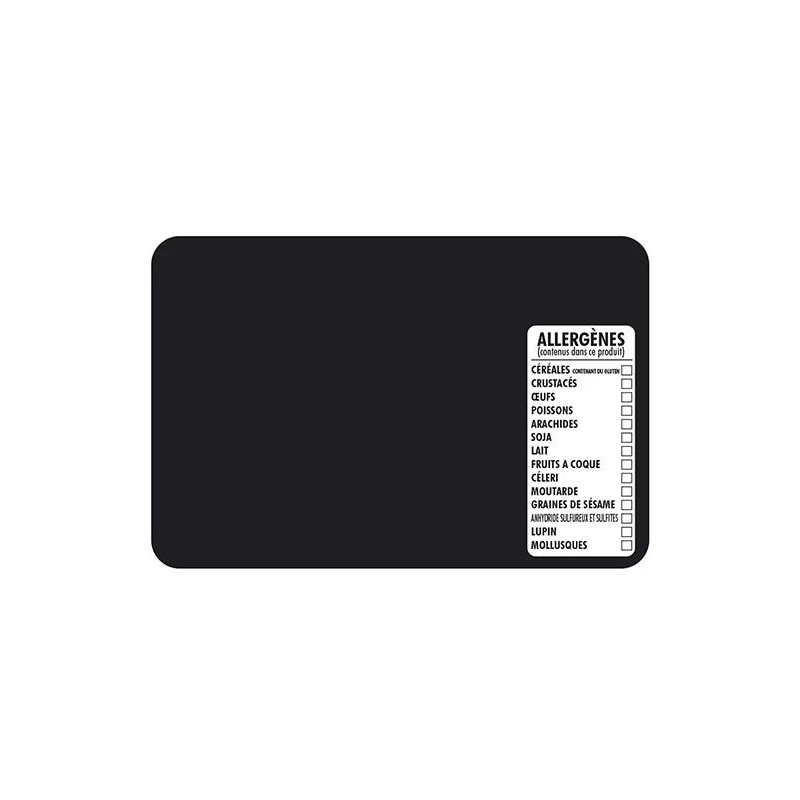 ETIQUETTE ALLERGENES NOIR 70x105 mm - neutre (lot de 10) sans pique