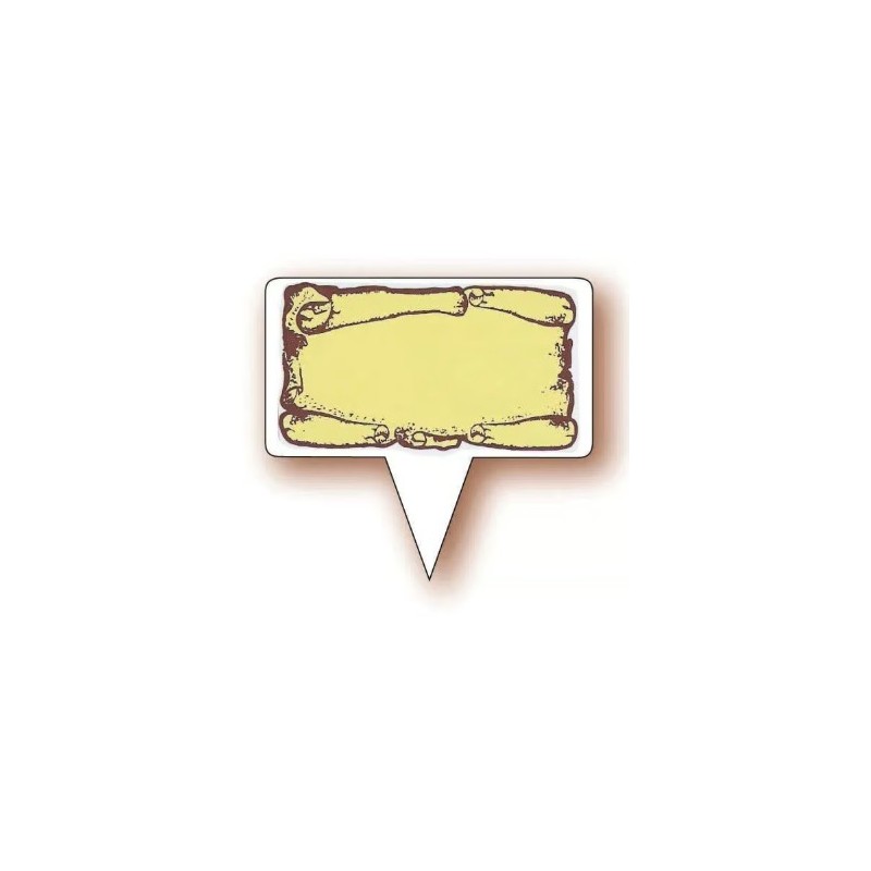 ETIQUETTE NEUTRE PARCHEMIN 55X30 mm - avec pique (lot de 100)
