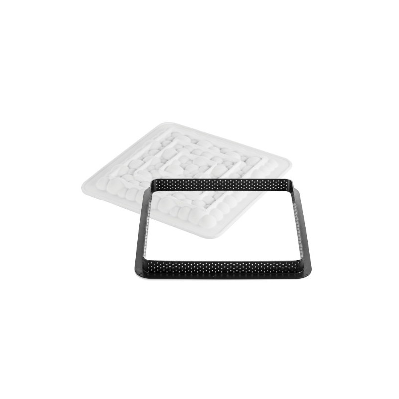 KIT MOULE SILICONE - 1 tarte carrée bubble 200x200xht20 mm