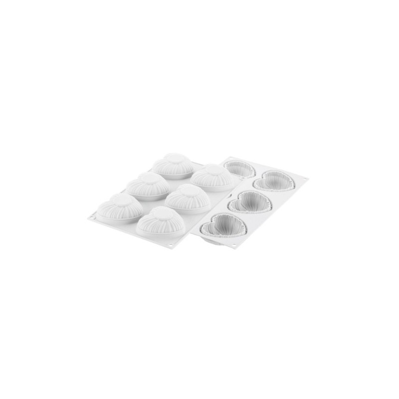 PLAQUE SILICONE 300X175 - 6 cœurs lovely 82.6x74xht35 mm - 110 ml