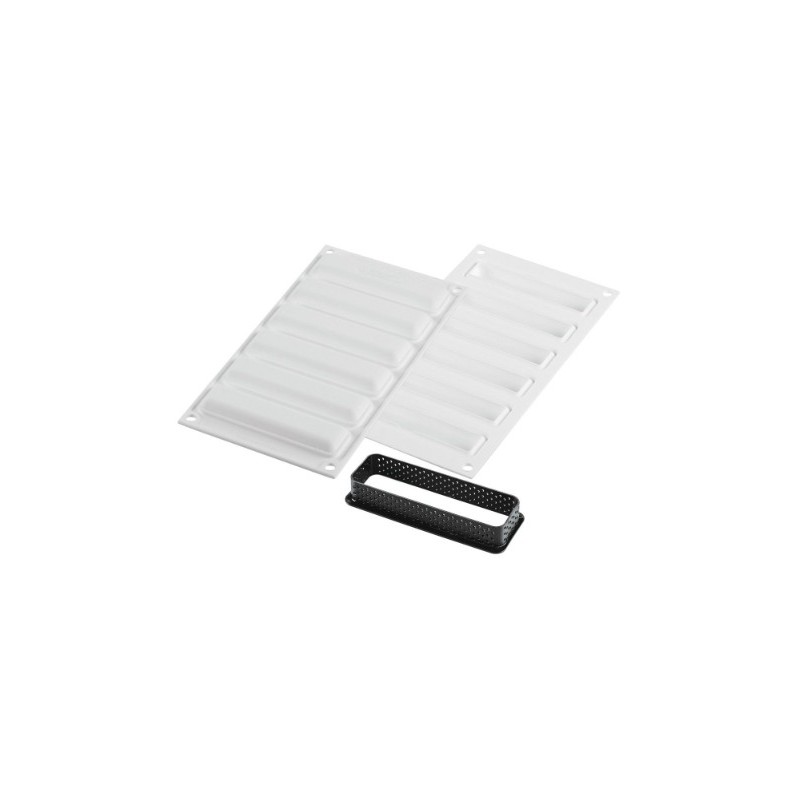 KIT PLAQUE SILICONE - 6 tartelettes rectangles 120x35xht20 mm - 26ml