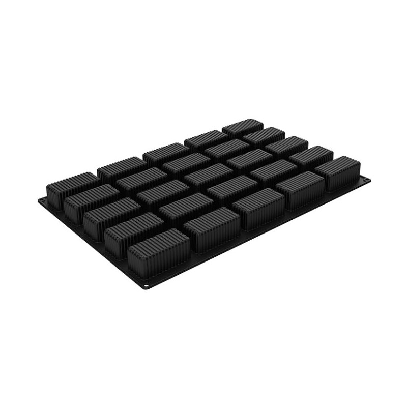 PLAQUE SILICONE 600X400 - 25 rectangles rayés 100x48xht40 mm - 180ml