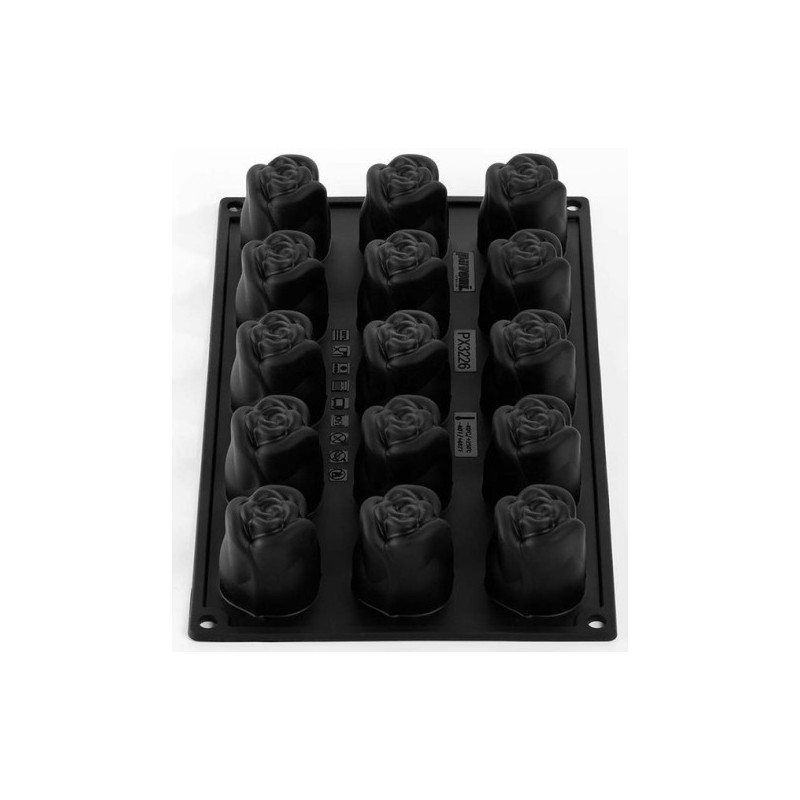 PLAQUE SILICONE 400X300 - 20 boutons de rose 56x54xht61 mm - 106ml