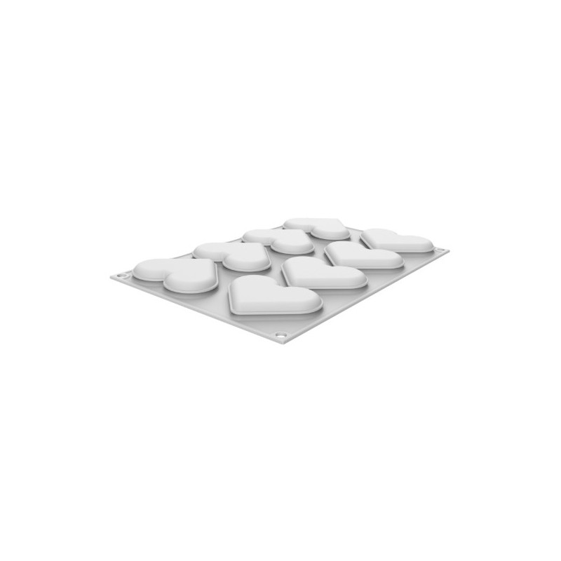KIT PLAQUE SILICONE 300X175 - 8 cœurs plats 80x66xht12 mm - 35ml