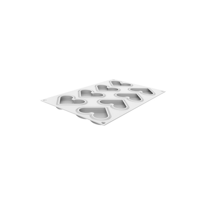 KIT PLAQUE SILICONE 300X175 - 8 cœurs plats 80x66xht12 mm - 35ml