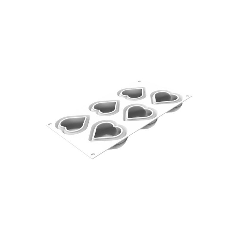 PLAQUE SILICONE 300X175 - 6 cœurs heartix 78x70xht30 mm - 85ml