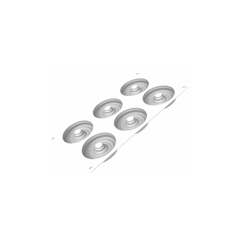 PLAQUE SILICONE 300X175 - 6 tartes tornado Ø 76xht16 mm - 61ml