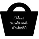 PANCARTE ouvert.../Merci de votre visite 200X200 mm - avec fil + 1 fe