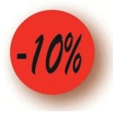 ETIQUETTE PAPIER ADHESIVE diam 36 mm - "- 10%" (lot de 500)