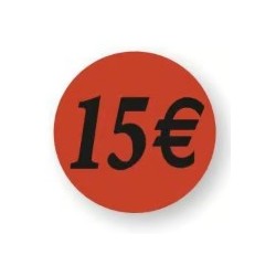 ETIQUETTE PAPIER ADHESIVE diam 36 mm - "15€" (lot de 500)