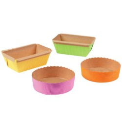 MOULE DE CUISSON CARTON MINI CAKE - 4 COULEURS - 124x70xht47 mm (x48)