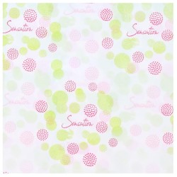 MOUSSELINE KRAFT BLANC - IMPRIMES ROSE ET VERT