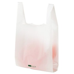SAC BRETELLE EN PLASTIQUE BLANC - 450X260 MM - Soufflet 60 (x500)