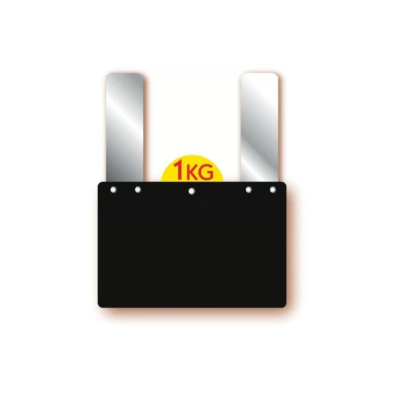 ETIQUETTE NOIRE NEUTRE 1,5 mm 150x100 mm - disque poids en haut, Gdes