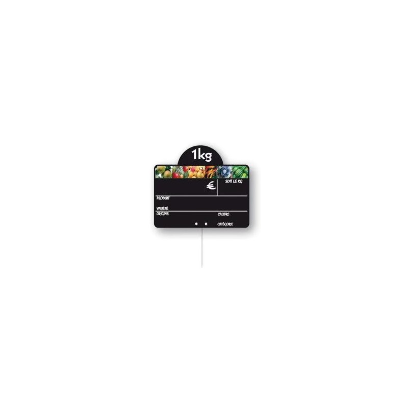 ETIQUETTE FRAÎCHEUR VOC 150x100 mm - disque poids en haut, pique inox