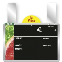 ETIQUETTE MÉTALLIC F&L VOC 150x100 mm - disque poids en haut, Gdes pa