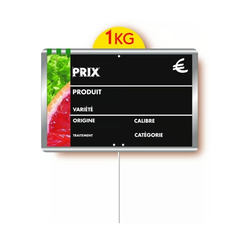 ETIQUETTE MÉTALLIC F&L VOC 200x150 mm - disque poids en haut, pique i