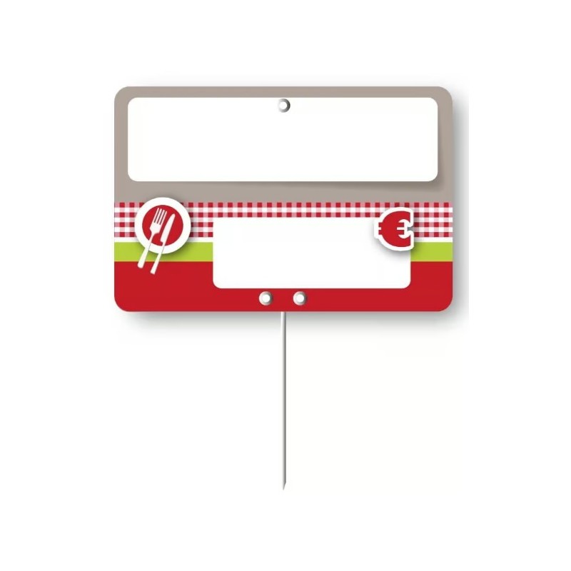 ETIQUETTE OLGA NEUTRE 120x80 mm - sans roulettes, pique inox (lot de 