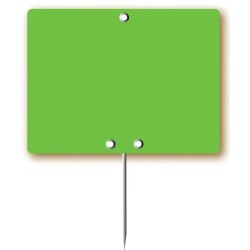 ÉTIQUETTE 80x60 mm fluo vert, sans roulettes, pique inox (lot de 10)