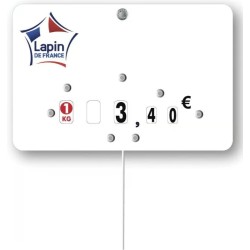 ETIQUETTE LAPIN DE FRANCE 120x80 mm – neutre, roulettes, pique inox (