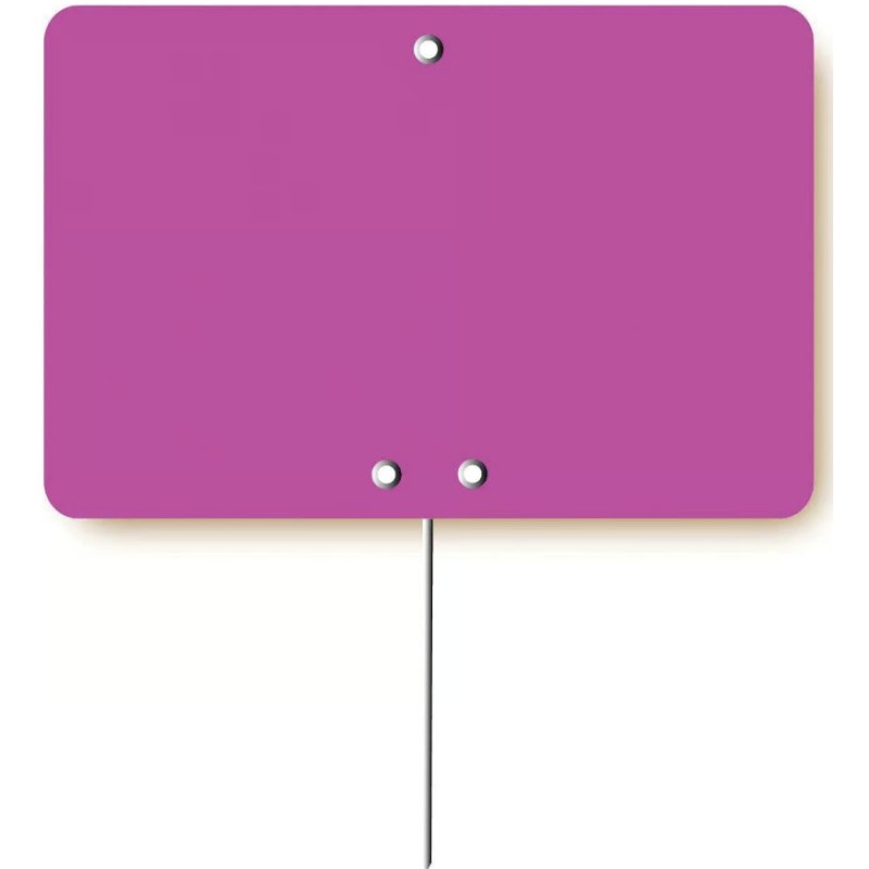 ÉTIQUETTE 120x80 mm fluo rose, sans roulettes, pique inox (lot de 10)