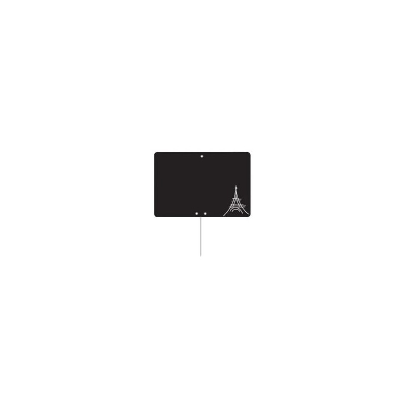 ETIQUETTE NOIRE PARIS 120x80 mm – sans roulettes, pique inox (lot de 