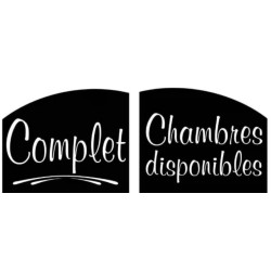 PANNEAU 150x120 mm – Chambres dispo./Complet, blanc/noir, fil nylon
