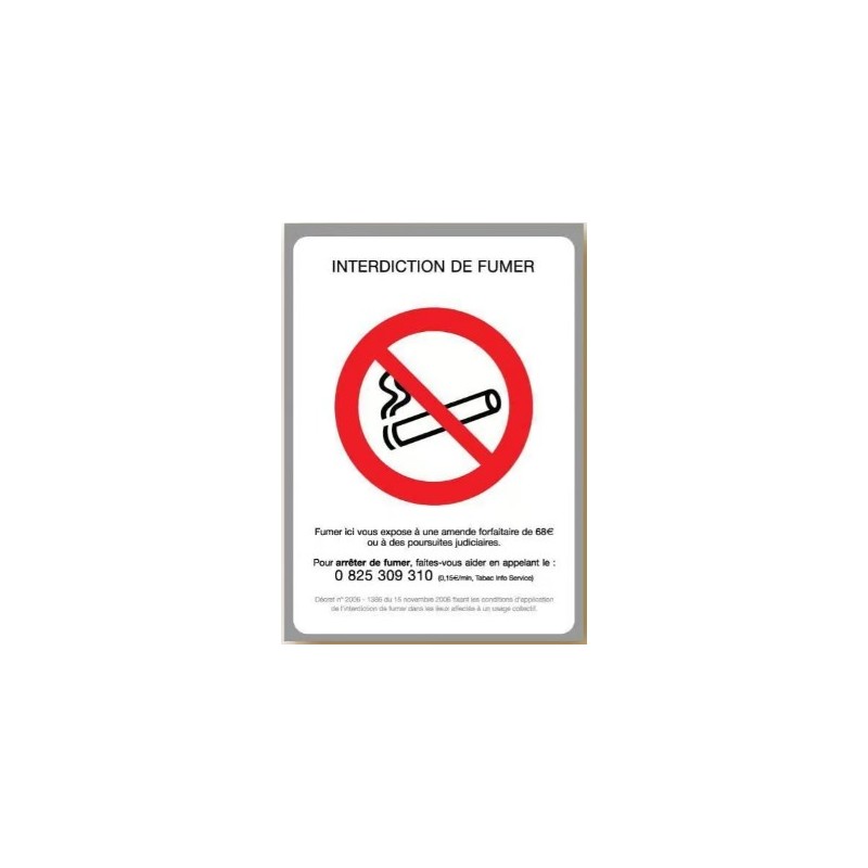 PANCARTE 150x210 mm – Interdiction de fumer, adhésif double face