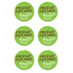 POCHETTE  60 LOGOS ADHESIFS "PRODUIT FERMIER" - Ø 29 mm